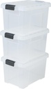 Set de 2 Rotho Clear Box Pulover Capac de 18 L Cod QR AppMyBox-2 x 18 L. volum (LxlxH) 40x33,5x17 cm cutie de depozitare transparentă stivuită din plastic/plastic (PP), mare, 2