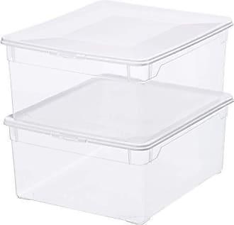 Set de 2 Rotho Clear Box Pulover Capac de 18 L Cod QR AppMyBox-2 x 18 L. volum (LxlxH) 40x33,5x17 cm cutie de depozitare transparentă stivuită din plastic/plastic (PP), mare, 2