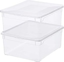 Set de 2 Rotho Clear Box Pulover Capac de 18 L Cod QR AppMyBox-2 x 18 L. volum (LxlxH) 40x33,5x17 cm cutie de depozitare transparentă stivuită din plastic/plastic (PP), mare, 2