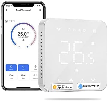 Termostat inteligent Cazan WiFi Termostat de încălzire Termostat digital de cameră WiFi Termostat inteligent de perete Termostat de încălzire în pardoseală pentru HomeKit, Siri, Google, Control vocal Alexa, Telecomandă, LED
