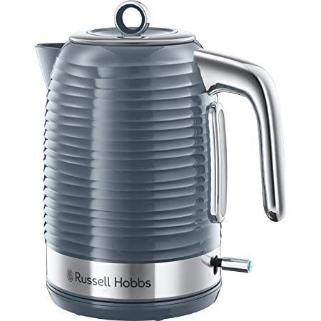 Fierbător Russell Hobbs [1,7 l, 2400 W] Inspire Grey cu structură de înaltă calitate, lucioasă (funcție de gătit sub presiune, filtru de calcar detașabil, indicator de nivel al apei, capac detașabil) ceainic 24363-70