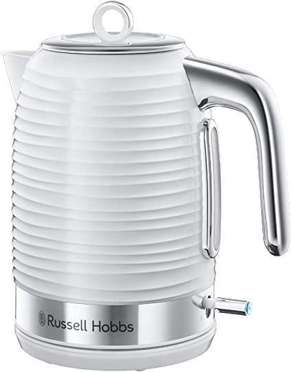 Fierbător Russell Hobbs [1,7 l, 2400 W] Inspire Grey cu structură de înaltă calitate, lucioasă (funcție de gătit sub presiune, filtru de calcar detașabil, indicator de nivel al apei, capac detașabil) ceainic 24363-70