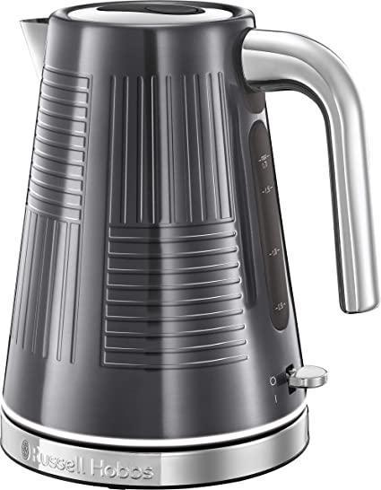Fierbător Russell Hobbs [1,7 l, 2400 W] Inspire Grey cu structură de înaltă calitate, lucioasă (funcție de gătit sub presiune, filtru de calcar detașabil, indicator de nivel al apei, capac detașabil) ceainic 24363-70