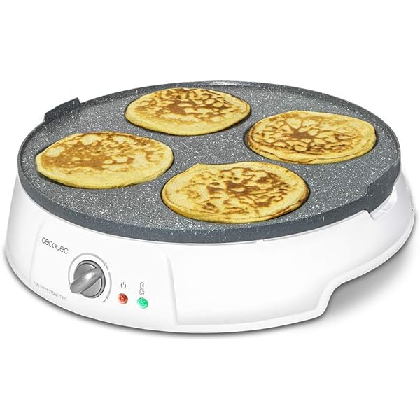 Cecotec Crepe Fun CrepeStone Twin, 1200 w putere si piatra de acoperire antiaderenta din piatra ecologica cu placa reversibila pentru prepararea clatitelor sau a 4 clatite