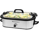 Elite Gourmet MST-5240SS Crock Arată lentă, capac blocabil, temperatură reglabilă, menține cald, vase de gătit pentru cuptor și mașina de spălat vase, capacitate 3,5 Qt, oțel inoxidabil
