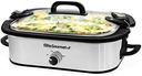 Elite Gourmet MST-5240SS Crock Arată lentă, capac blocabil, temperatură reglabilă, menține cald, vase de gătit pentru cuptor și mașina de spălat vase, capacitate 3,5 Qt, oțel inoxidabil