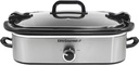 Elite Gourmet MST-5240SS Crock Arată lentă, capac blocabil, temperatură reglabilă, menține cald, vase de gătit pentru cuptor și mașina de spălat vase, capacitate 3,5 Qt, oțel inoxidabil