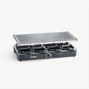 Grătar de petrecere raclette SEVERIN cu piatră naturală de grătar, raclette cu placă de grătar din piatră și 8 tigăi acoperite antiaderent, grătar de masă pentru 8 persoane, max 1300 W, negru, RG 2372