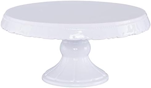 Farfurie rotunda de tort Birkmann Premium Baking cu baza in stil vintage, din ceramica cu decoratiuni, alb lucios, lucrata manual, marimea M, Ø 30 cm, inaltime 15 cm, 441422