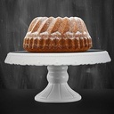 Farfurie rotunda de tort Birkmann Premium Baking cu baza in stil vintage, din ceramica cu decoratiuni, alb lucios, lucrata manual, marimea M, Ø 30 cm, inaltime 15 cm, 441422
