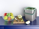 Coș de compost organic Curver Kis Smart 9L cu capac și mâner, gri/verde, 25,5 x 23 x 25 cm