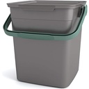 Coș de compost organic Curver Kis Smart 9L cu capac și mâner, gri/verde, 25,5 x 23 x 25 cm