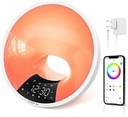 EDUP IN Lumină Ceas deşteptător Lumină de trezire Ceas deşteptător inteligent Simulează răsăritul Difuzor Bluetooth Control APP 4 Ceasuri cu alarmă Amânare 16 milioane de lumină de noapte 7 tonuri naturale Conexiune USB reglabil Adaptor radio Alb