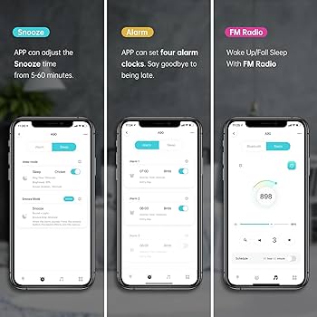 EDUP IN Lumină Ceas deşteptător Lumină de trezire Ceas deşteptător inteligent Simulează răsăritul Difuzor Bluetooth Control APP 4 Ceasuri cu alarmă Amânare 16 milioane de lumină de noapte 7 tonuri naturale Conexiune USB reglabil Adaptor radio Alb