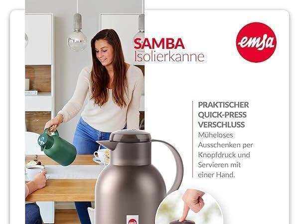 Emsa Samba ulcior vacuum 505490 | 1 litru | Închidere cu apăsare rapidă | 100% strâns | 12 ore cald, 24 ore rece | Vinete Translucide
