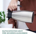 Urcior cu vid Emsa Soft Grip, 1 litru, oțel inoxidabil, 12 ore fierbinte + 24 ore rece, etanș, mâner antiderapant, culoare negru, 508932