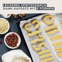 Masina de tocat carne Fackelmann #easyprepare cu accesoriu pentru patiserie - rasnita rotativa pentru carne sau ca presa de patiserie pentru coacere - 2 discuri perforate (tocat fin si grosier) & 6 forme pentru biscuiti