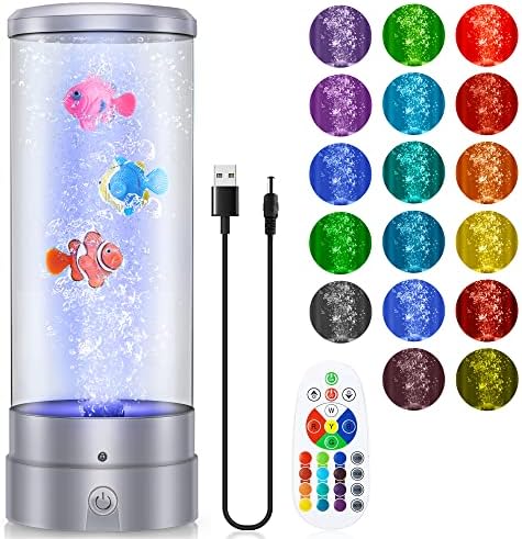 Lampă cu lavă FRANDEK, lampă cu bule cu pește, lampă pentru acvariu cu telecomandă, 16 culori și 4 moduri, lumină RGB, decorare pentru biroul de acasă, cadouri pentru copii (negru)
