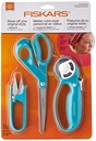 Ascuțitor de foarfece Fiskars, pentru foarfece dreptaci, capete de șlefuit ceramic/carcasă din plastic, negru/gri, ascuțitor cu cleme 1000812
