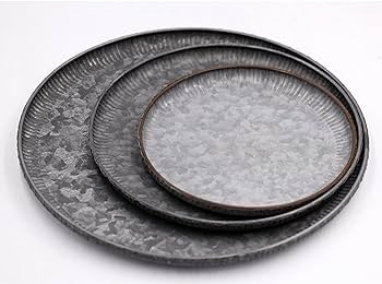 Tava Rotunda Metal Galvanizata Funerom Tava Decorativa Margini Festonate 32cm
