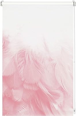 Jaluză GARDINIA fără găurire, pentru prindere, opac, ecran de intimitate, protecție împotriva orbirii, inclusiv toate piesele de asamblare, boa cu pene Digiprint, alb/decor, 70 x 150 cm