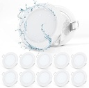 Spot LED încastrat Gr4tec plat, spot LED 10 x 5W IP65 alb cald 2700K 400LM, lumini încastrat 35mm ultraplat, gaură spot încastrat 68-80mm, spoturi de tavan alb pentru bucătărie, baie, birou