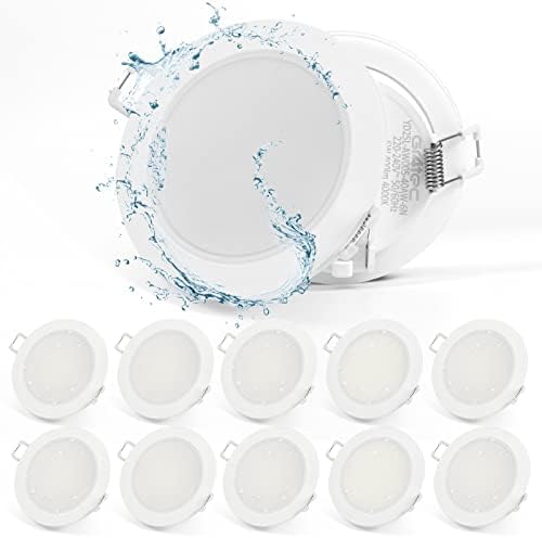 Spot LED încastrat Gr4tec plat, spot LED 10 x 5W IP65 alb cald 2700K 400LM, lumini încastrat 35mm ultraplat, gaură spot încastrat 68-80mm, spoturi de tavan alb pentru bucătărie, baie, birou