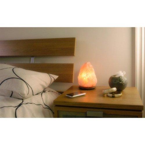 HIMALAYA SALT DREAMS Roca de cristal de sare iluminata cu baza de lemn, sare cristal din Punjab/Pakistan, portocaliu, aprox 2-3 kg
