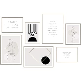 Set de afișe Hyggelig Home Premium - 7 imagini potrivite într-un set elegant - Decorare de perete cu tablouri de colaj - Set abstract - fără cadru