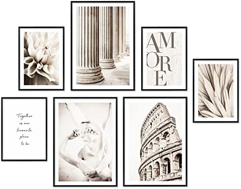 Set de afișe Hyggelig Home Premium - 7 imagini potrivite într-un set elegant - Decorare de perete cu tablouri de colaj - Set abstract - fără cadru
