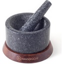 JADE TEMPLE 17036 Mortar de piatră cu pistil în set, mortar eficient și ușor, din granit solid cu diametrul de 15,5 cm și înălțimea de 8 cm