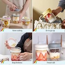 Jogoico 2 pachete de pahare de sticlă cu muesli cu lingură, căni de iaurt, pahare de ovăz peste noapte, căni de iaurt de 350 ml, borcane de conservare, recipient ermetic pentru muesli, terci, lapte, fructe (galben)