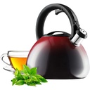 Fierbător KADAX, Fierbător din oțel inoxidabil, Fierbător cu fluier de 2,2 L, Fierbător pentru aragaz cu inducție și pe gaz, Fierbător de ceai, Fierbător emailat, Fierbător retro cu fluier (Flori verzi)