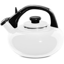 Fierbător KADAX, Fierbător din oțel inoxidabil, Fierbător cu fluier de 2,2 L, Fierbător pentru aragaz cu inducție și pe gaz, Fierbător de ceai, Fierbător emailat, Fierbător retro cu fluier (Flori verzi)