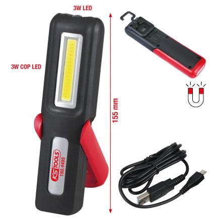 KS Tools 150.4495 Lampă de mână pentru atelier mobil | îndoit | LED COB de 3 wați