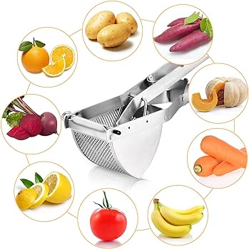 Presă de cartofi, Presă de cartofi Sopito, din oțel inoxidabil, pentru alimente pentru copii, pentru fructe și legume, pentru piure de cartofi cremos și pufos și rețete alimentare