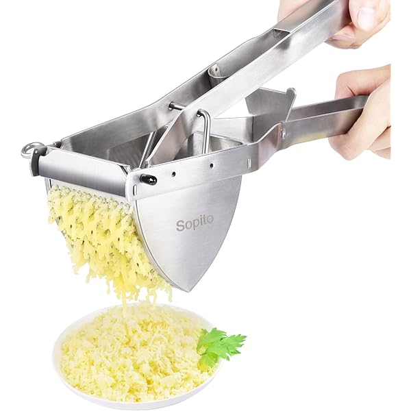 Presă de cartofi, Presă de cartofi Sopito, din oțel inoxidabil, pentru alimente pentru copii, pentru fructe și legume, pentru piure de cartofi cremos și pufos și rețete alimentare