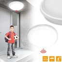 Plafoniera LED din lemn cu senzor de mișcare Lampă de interior cu senzor de mișcare Lampă de tavan rotundă modernă cu senzor de lumină de zi Plafoniera pentru hol Coridor Scări Camera de zi Balcon Bucătărie Verandă Birou (alb, 30 cm)