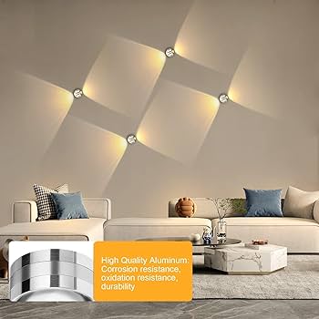 Lightsjoy Lampă de perete modernă cu LED, lampă de perete creativă din aluminiu pentru interior, fundal minimalist, spot de perete cu LED, spot de perete, lampă pentru hol, lampă pentru dormitor, sufragerie, alb cald