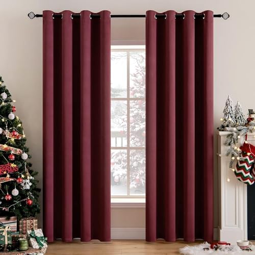 MIULEE Perdele opace negre cu ochiuri, draperii opace frumoase, moi, pentru camerele întunecate, set de 2 perdele pentru întunecare dormitor sufragerie perdea termică protecție împotriva frigului 140 x 225 cm