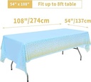 Fata de masa de unica folosinta Mokani 4 piese, fata de masa, set cort bere, fata de masa, plastic, hidrofuga, fata de masa dreptunghiulara, potrivita pentru petreceri, zile de nastere, nunti, Craciun, 137 x 274 cm, auriu