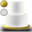 Tortul meu Whitepearl Styrofoam 2 niveluri calitate 12g/l rotund inaltime totala. 17cm constă din ⌀ 10,5 / 16cm cu bandă adezivă dublu fețe și bază de tort aurie Ideal pentru manechin de tort/zi de naștere/sărbătoare