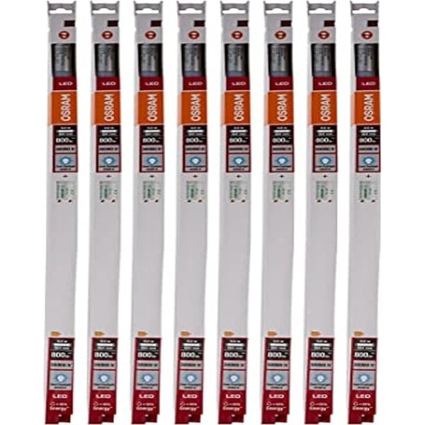 Tub LED OSRAM Substitube Pure cu bază G13, lungime: 0,6 metri, alb cald (2700K), 6,6W, înlocuitor pentru tuburile fluorescente clasice de 18W, pachet de 8