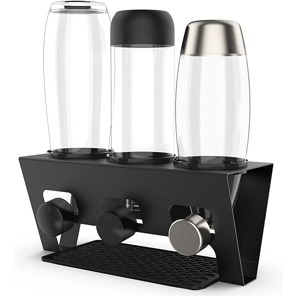 Suport pentru sticle Rainsworth Sticle SodaStream Duo & Crystal, set de 3 accesorii SodaStream scurgere, suport pentru scurgere Soda Stream sticle sticla uscator sticla, otel inoxidabil