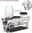 Suport pentru sticle Rainsworth Sticle SodaStream Duo & Crystal, set de 3 accesorii SodaStream scurgere, suport pentru scurgere Soda Stream sticle sticla uscator sticla, otel inoxidabil