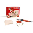 Rayher 89366000 piston pirografic în cutie de lemn, băţ de ardere mic, la îndemână, pentru pirografie pe lemn, plută sau piele, inclusiv 5 accesorii diferite, 1 tavă, 1 piesă de testare din lemn