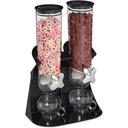 Relaxdays dozator muesli dublu, dozator cereale pentru musli, fulgi de porumb, dulciuri, dozator gustări plastic, negru, 1 bucată