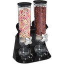 Relaxdays dozator muesli dublu, dozator cereale pentru musli, fulgi de porumb, dulciuri, dozator gustări plastic, negru, 1 bucată