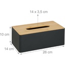 Cutie de șervețele Relaxdays cu capac din bambus, pentru baie, design modern, plastic, HxLxA: 10 x 26 x 14 cm, negru/natural