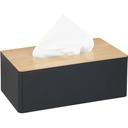 Cutie de șervețele Relaxdays cu capac din bambus, pentru baie, design modern, plastic, HxLxA: 10 x 26 x 14 cm, negru/natural